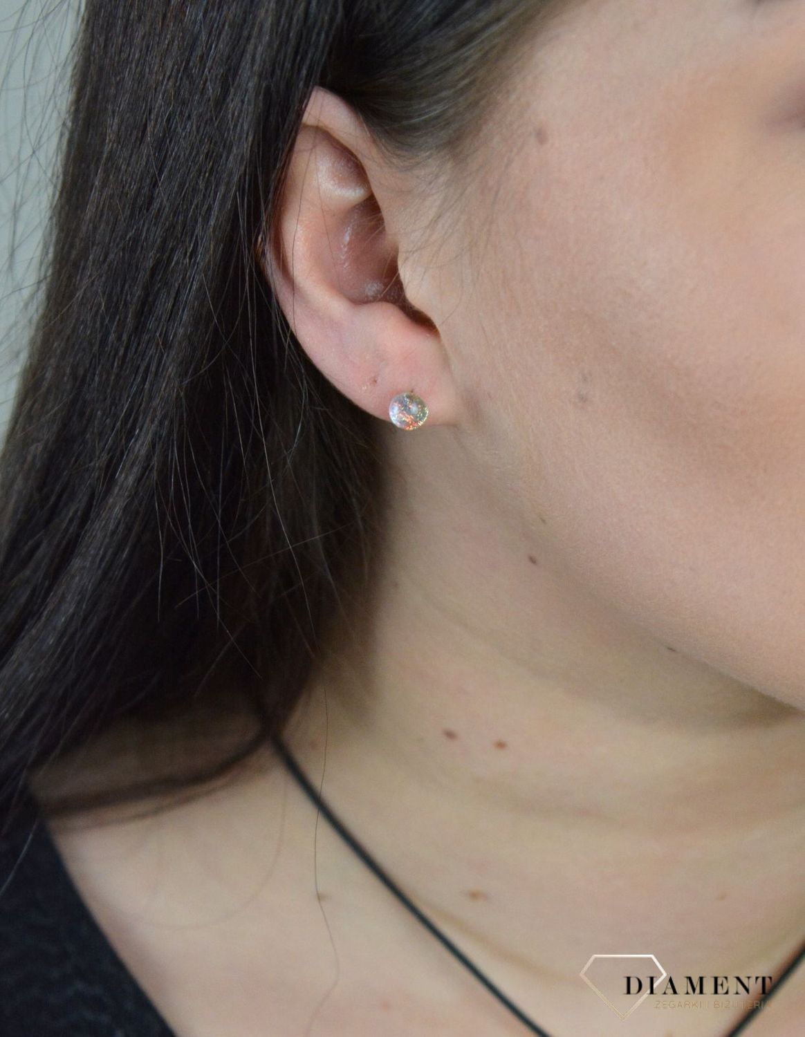 Srebrne kolczyki szkło weneckie mieniące się złoto niebieskimi drobinkami Murano 43.jpg